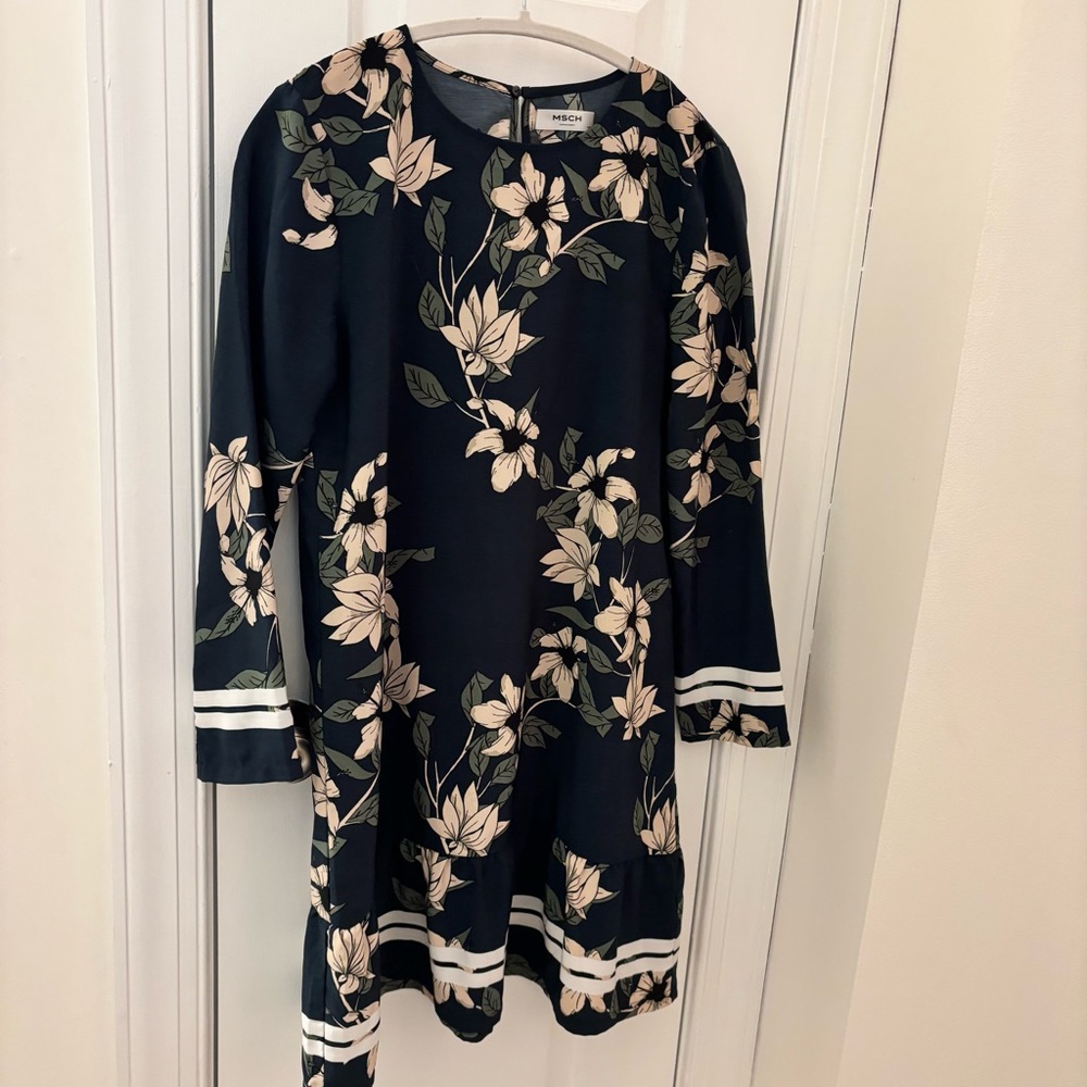 Rare Copenhagen look MSCH Floral Long Sleeve Mini Dress size XS